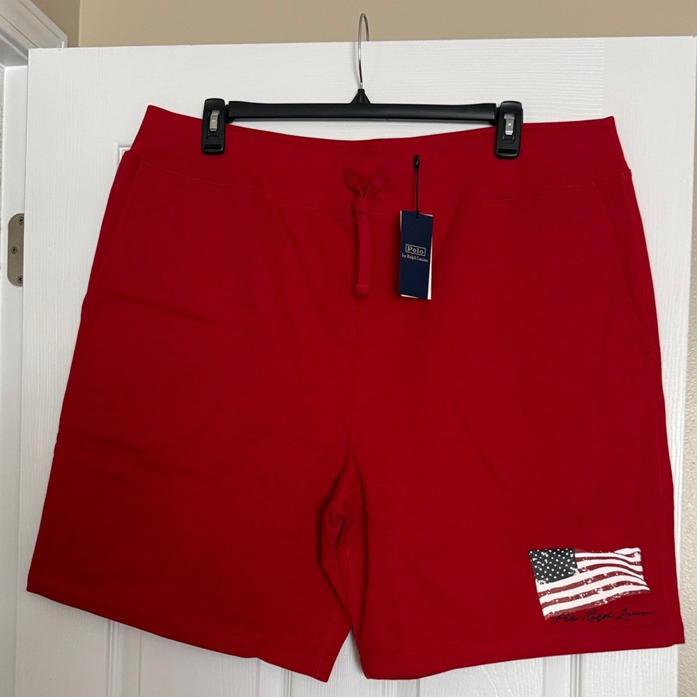 Polo by Ralph Lauren Red Men's Flag Swim/Beach Shorts